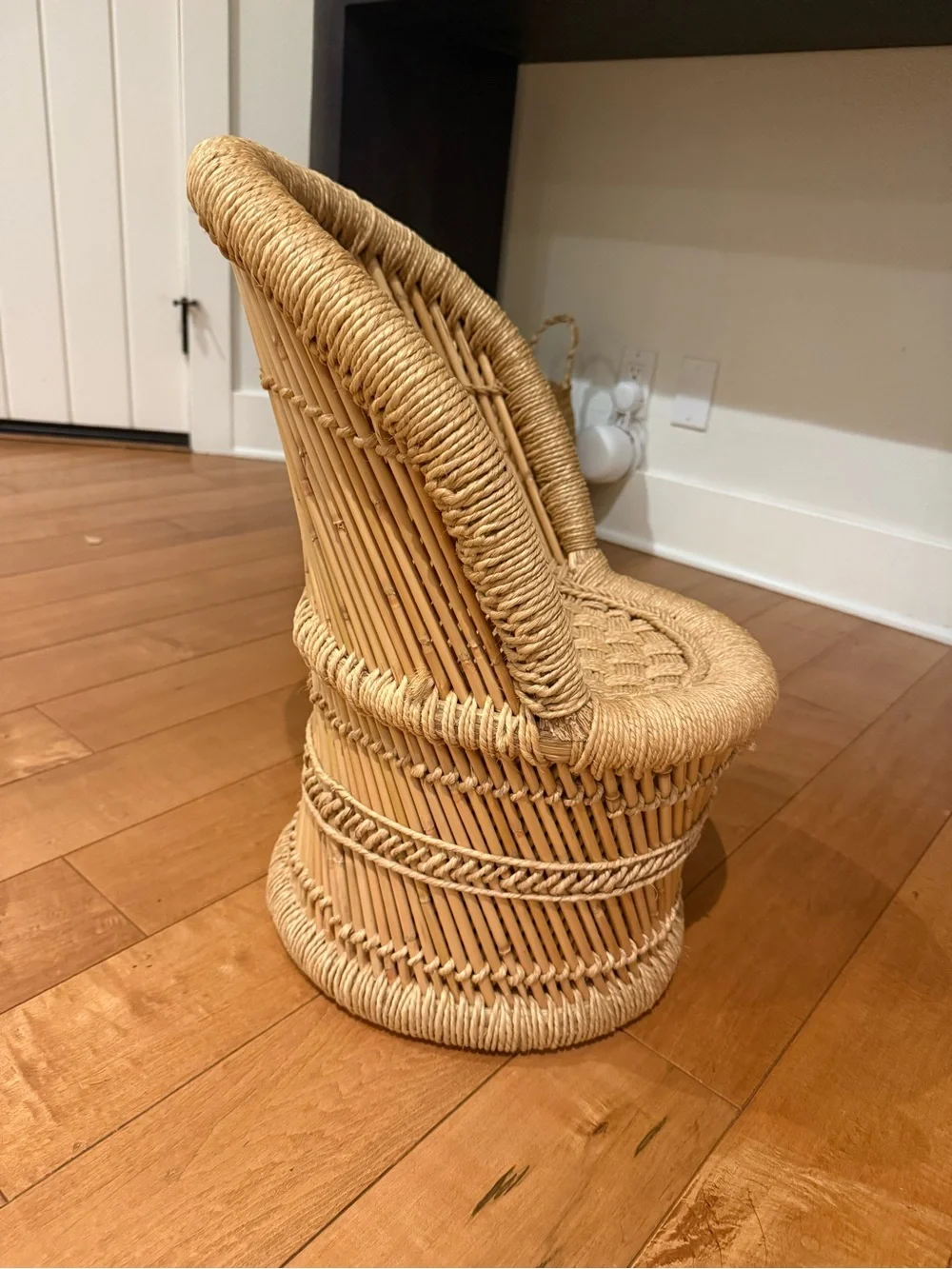 Natural wicker rattan kids chair or decor, plant stand etc